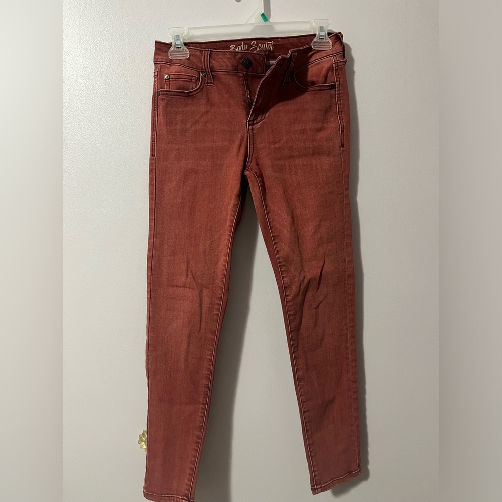 Women’s Burgundy/Rusty Orange Skinny Jeans